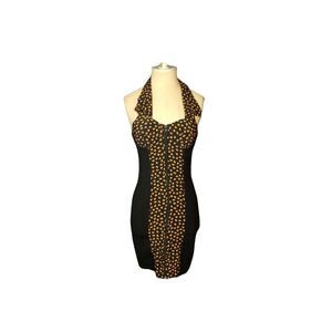 Robf Harley Bustier Black Print Body Con Mini Halter Sexy Dress Size Small